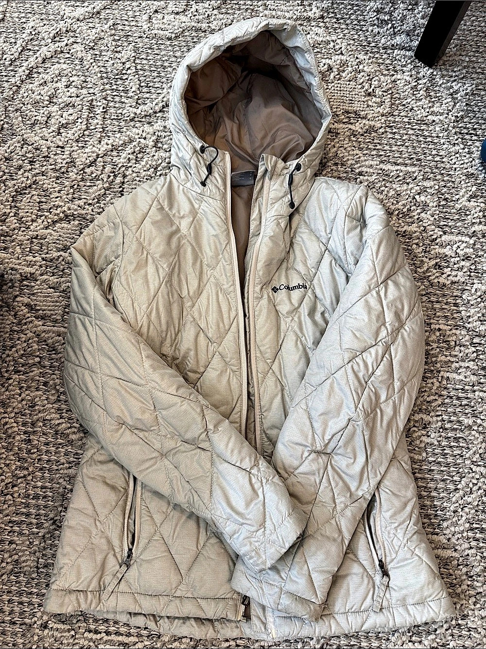Columbia Interchange Quilted Diamond Bomber Jacket White Medium